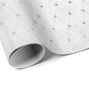 Monochromatische Silberpunkte Net Gray Diamond Alt Geschenkpapier