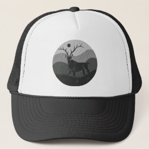 Monochromatische Spooky Elk Deer Truckerkappe