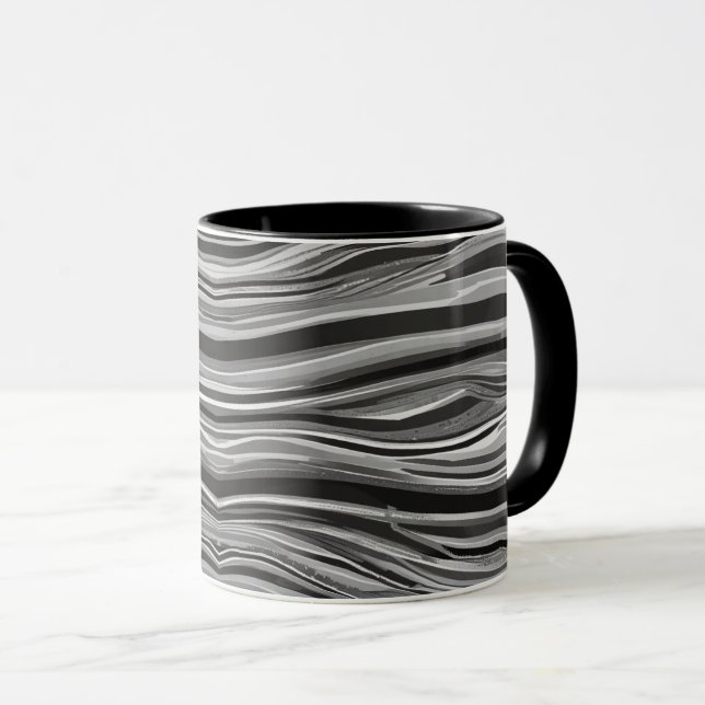 Monochromatische Waves Tasse (VorderseiteRechts)