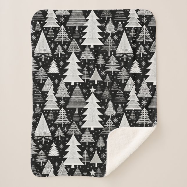 Monochromatische Weihnachten Sherpadecke (Vorderseite)
