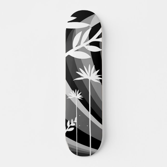 Monochromatische weiße Pflanze Skateboard (Vorne)