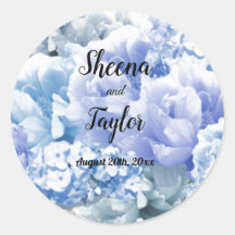 Monochromatischer Blue Floral Hochzeitsticker