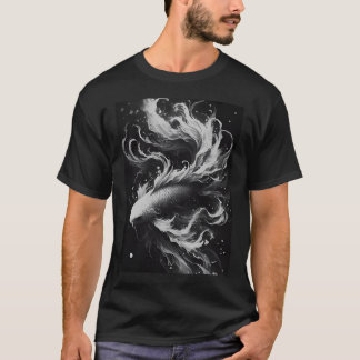 Monochromatischer Karasu Black Koi T - Shirt