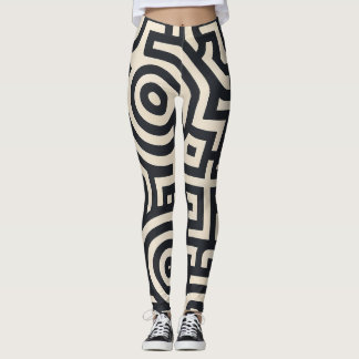 monochromatisches geometrisches Labyrinth Leggings