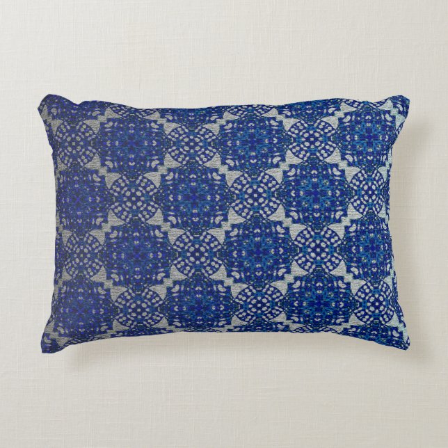 Monochromatisches Imitat Blau Grau Design Dekokissen (Vorderseite)