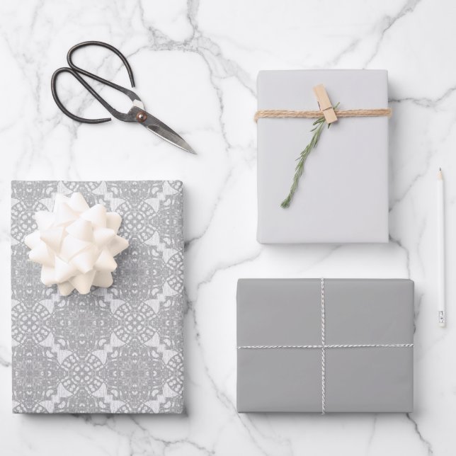 Monochromatisches Imitat Geschenkpapier Set (Vorderseite)