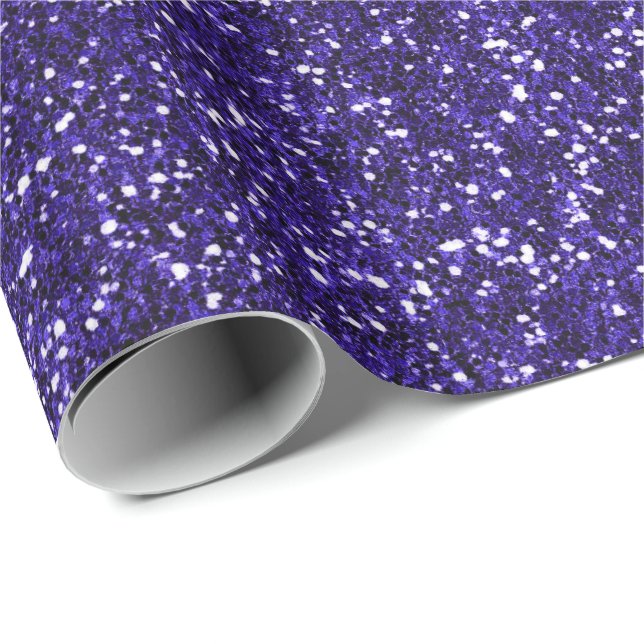 Monochromatisches Indigo Blue Navy Glitzer Elegant Geschenkpapier (Rolleneckpunkt)