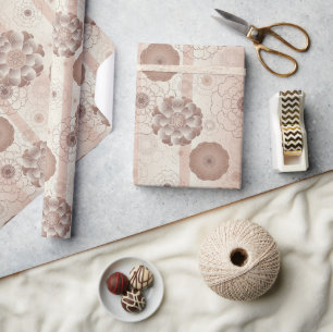 Monochromatisches Mocha Brown Floral Wrapping Pape Geschenkpapier