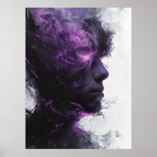 Monochromatisches Seitenportrait eines Figuralen S Poster