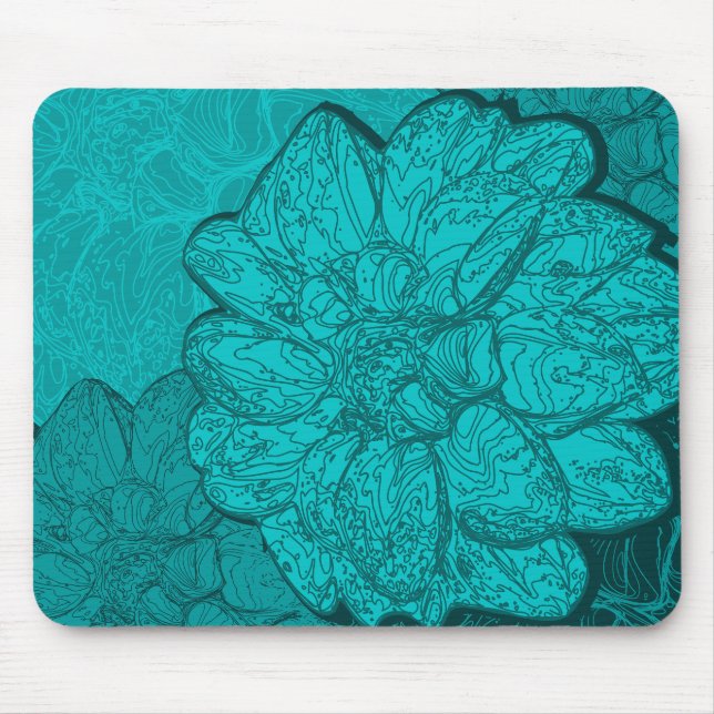 Monochromatisches Türkis Aquamarin & Aqua Dahlia F Mousepad (Vorne)