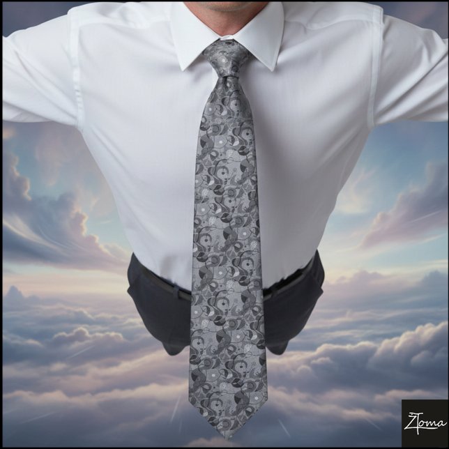 Monochrome Abstract Dense Organic Geometric Repeat Krawatte (Von Creator hochgeladen)