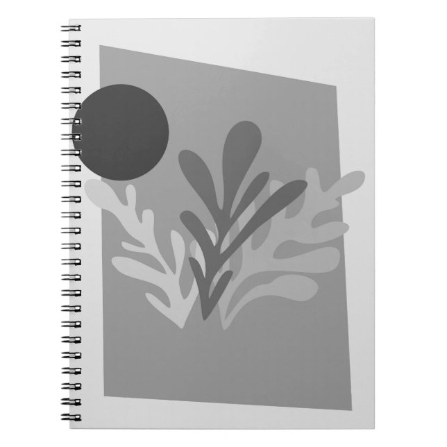 Monochrome Abstrakte Blätter Notebook Notizblock (Vorderseite)