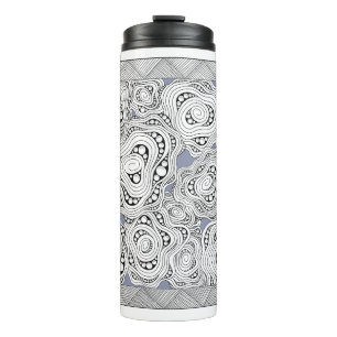 Monochrome Abstrakte Blume Thermal Tumbler Thermosbecher