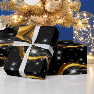 Monochrome abstrakte Opulenz: Hochwertige Goldtext Geschenkpapier