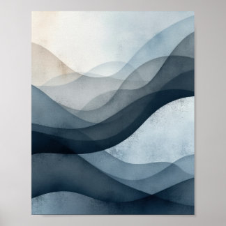 Monochrome Abstrakte Wandkunst mit weichem Farbton Poster