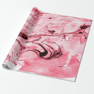 Monochrome Abstrakte Wasserpinsel, Red Futuristi Geschenkpapier