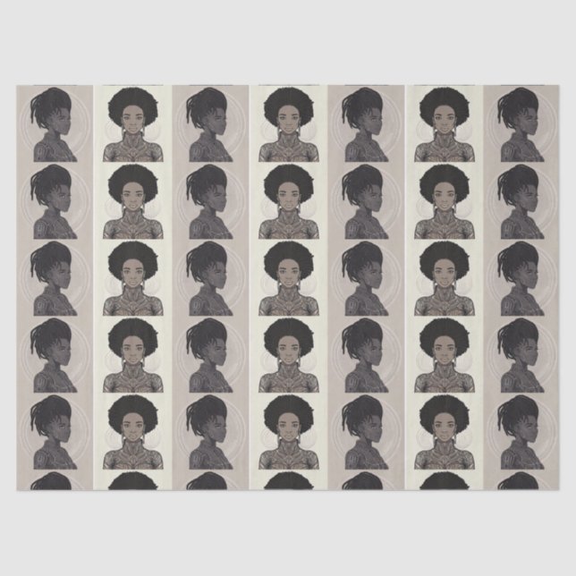 Monochrome Afrofuturist Queens Seidenpapier (Vorderseite)