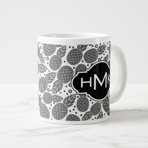 Monochrome Ananas  Monogramm Jumbo-Tasse