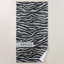 Monochrome Animal Print and Name Strandtuch