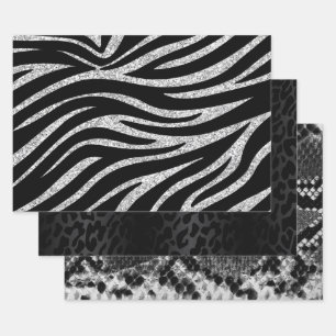 Monochrome Animal Print Collection Geschenkpapier Set