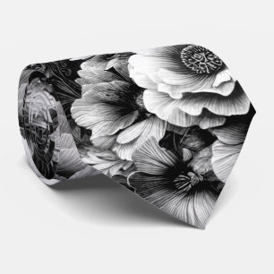 Monochrome antike Flora mit Schmetterlingen Krawatte