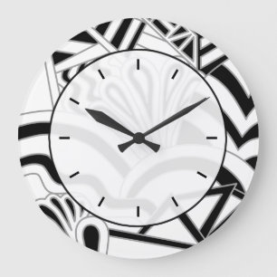 Monochrome Art Deco Design. Große Wanduhr