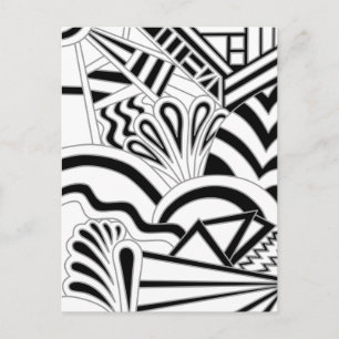 Monochrome Art Deco Design. Postkarte