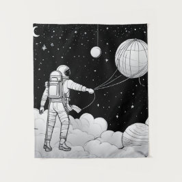 Monochrome Astronauten Wandbild | Online Kunst Wandteppich