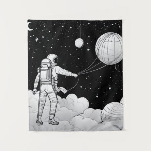 Monochrome Astronauten Wandbild   Online Kunst Wandteppich