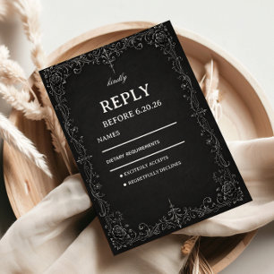 Monochrome Barock Eleganz RSVP Karte