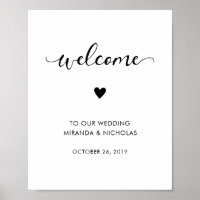 Monochrome Begrüßungszeichen | Hochzeitplakat