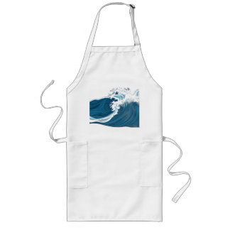 Monochrome Blauozewellen Lange Schürze