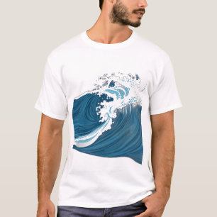Monochrome Blauozewellen T-Shirt