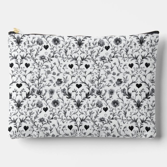 Monochrome-Bloom-Kosmetik Zubehörtasche (Vorderseite)