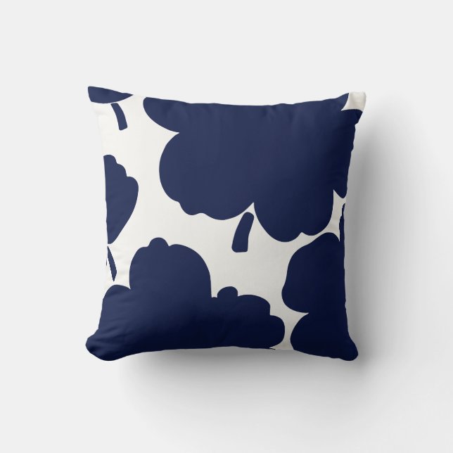 Monochrome Bloom Navy Kissen (Vorderseite)