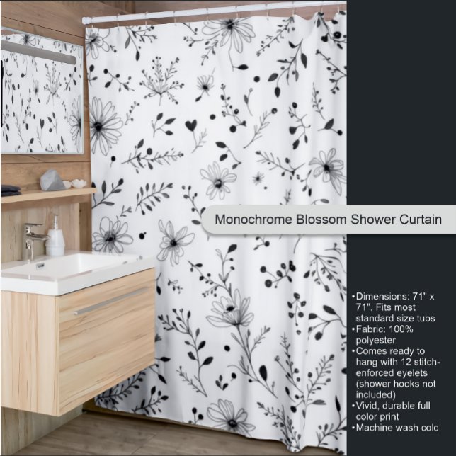 Monochrome Blossom-Duschvorhang Duschvorhang (Von Creator hochgeladen)