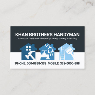 Monochrome Blue Layers Handyman Zuhause Tools Visitenkarte