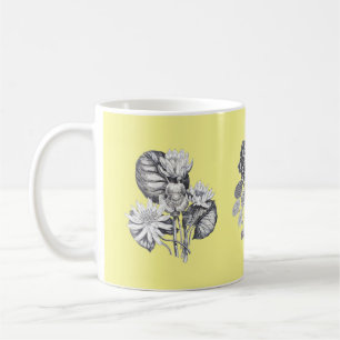 Monochrome Blume auf gelbem Hintergrund Tasse