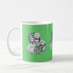 Monochrome Blume auf grünem Hintergrund Tasse