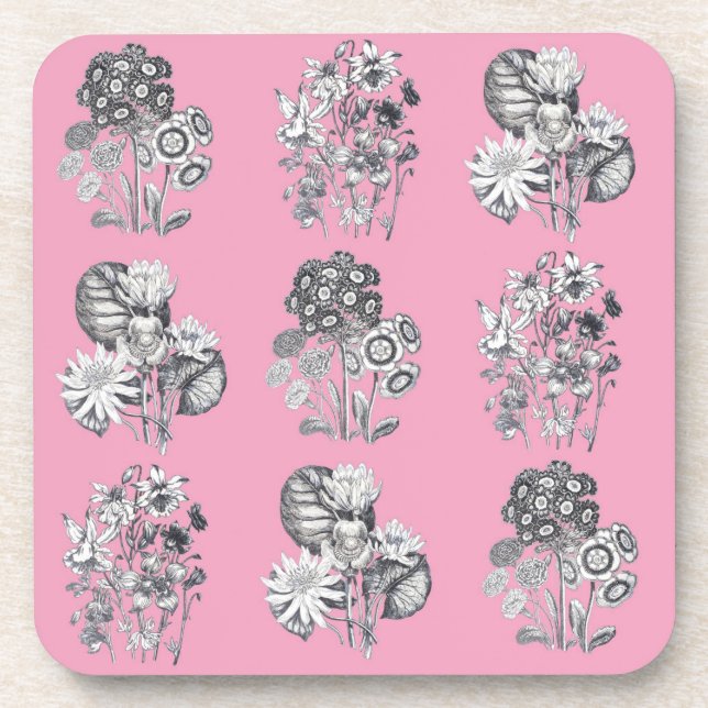 Monochrome Blume auf rosa Hintergrund Getränkeuntersetzer (Vorderseite)