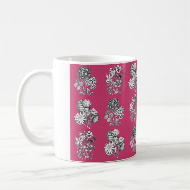 Monochrome Blume auf sicherem Hintergrund Tasse (Links)