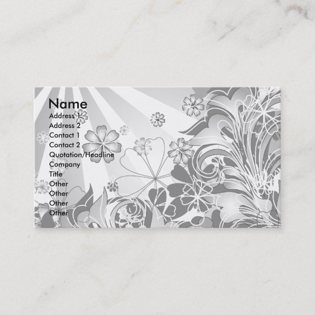 monochrome Blume_card Visitenkarte (Vorderseite)