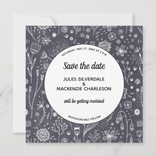 Monochrome Blume-Chalkboard Save the Date modern Einladung