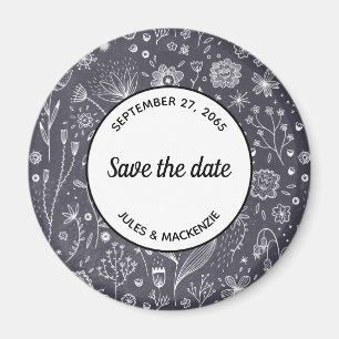 Monochrome Blume-Chalkboard Save the Date modern Magnet