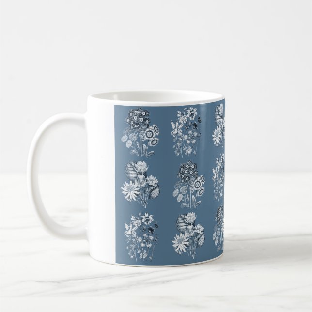 Monochrome Blume in blau Tasse (Links)