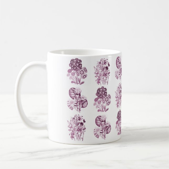 Monochrome Blume in Bordeaux Tasse (Links)