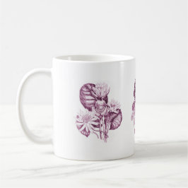 Monochrome Blume in Bordeaux Tasse
