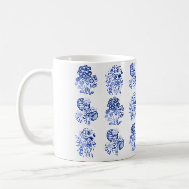 Monochrome Blume in Delft-Blau Kaffeetasse (Links)