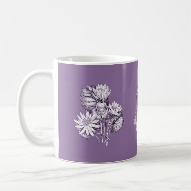 Monochrome Blume in der Lavendel Kaffeetasse (Links)