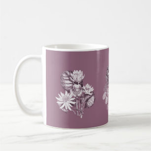 Monochrome Blume in Maul Kaffeetasse